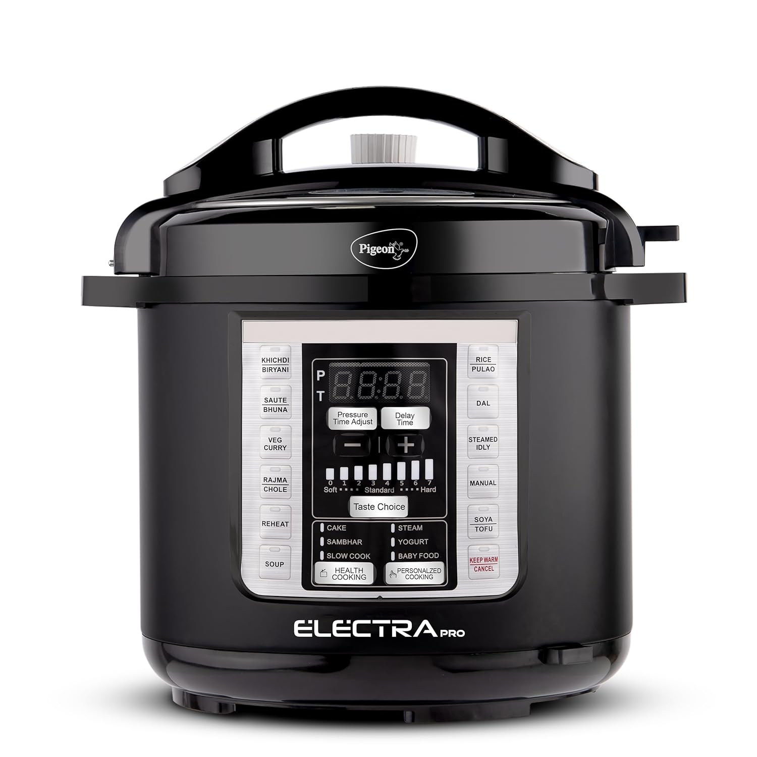 Pigeon By Stovekraft Electra Pro 3 Litre Electric Pressure Cooker with Digital Display | 18 Indian Preset Menu | Automatic Rice Cooker